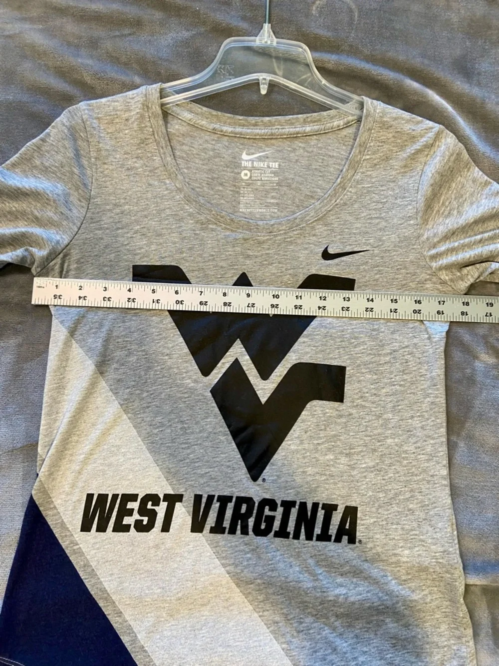 Women's Nike WVU T Shirt Medium Grey Black Blue West Virginia Mountaineers - Picture 6 of 8